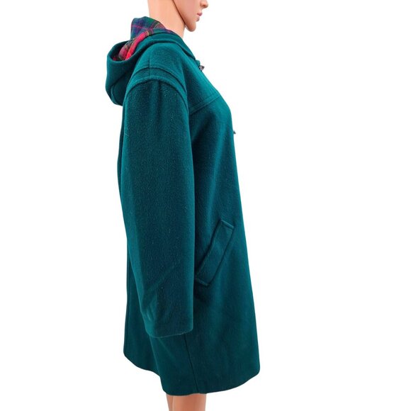 L.L. Bean Womens Size 12 Forest Green Wool Blend Toggle Coat With Hood - Picture 2 of 8